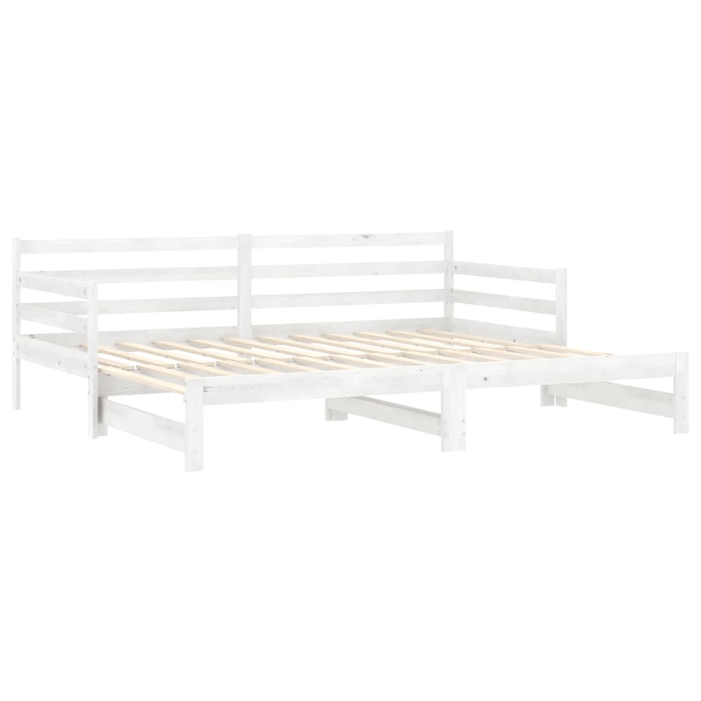 Slaapbank uitschuifbaar massief grenenhout wit 2x(90x200) cm