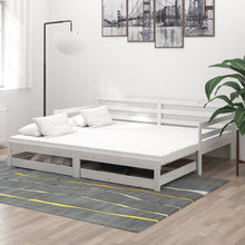 Slaapbank uitschuifbaar massief grenenhout wit 2x(90x200) cm