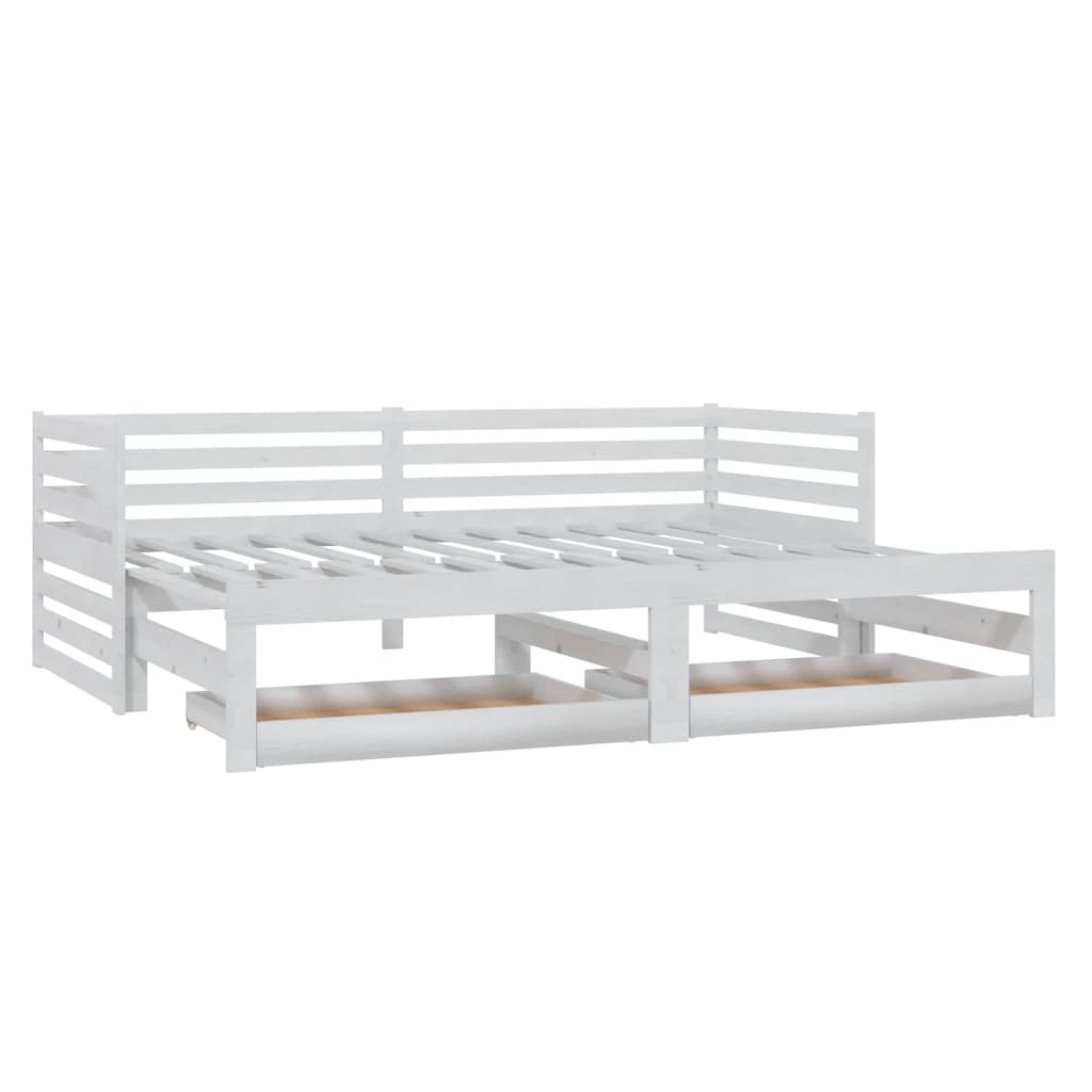 Slaapbank Uitschuifbaar Massief Grenenhout 2X(90X200) Cm Wit
