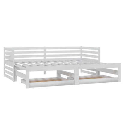 Slaapbank Uitschuifbaar Massief Grenenhout 2X(90X200) Cm Wit