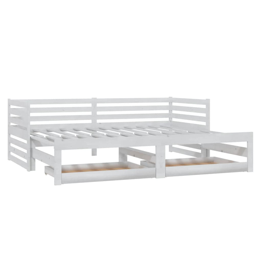 Slaapbank Uitschuifbaar Massief Grenenhout 2X(90X200) Cm Wit