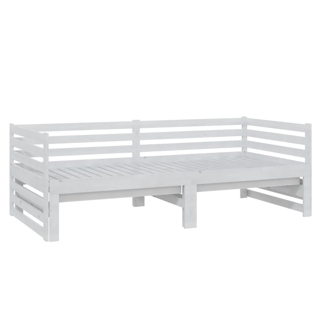 Slaapbank Uitschuifbaar Massief Grenenhout 2X(90X200) Cm Wit