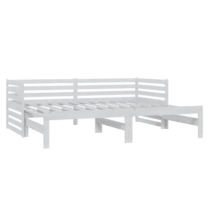 Slaapbank Uitschuifbaar Massief Grenenhout 2X(90X200) Cm Wit