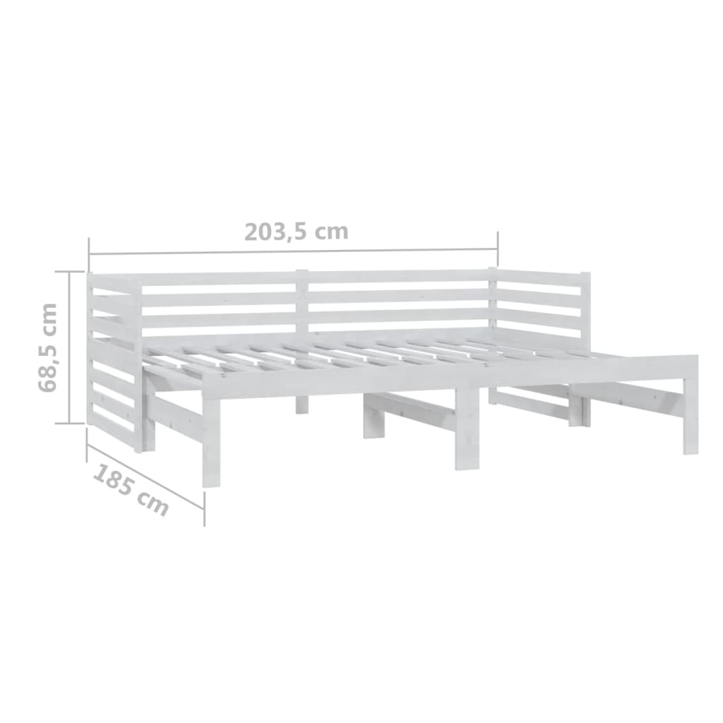 Slaapbank Uitschuifbaar Massief Grenenhout 2X(90X200) Cm Wit
