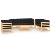 Loungeset 8-delig massief grenenhout antraciet kussens