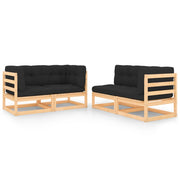 Loungeset massief grenenhout 4-delig antraciet