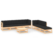 Loungeset 8-delig massief grenenhout antraciet