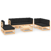 Loungeset massief grenenhout 8-delig met kussens