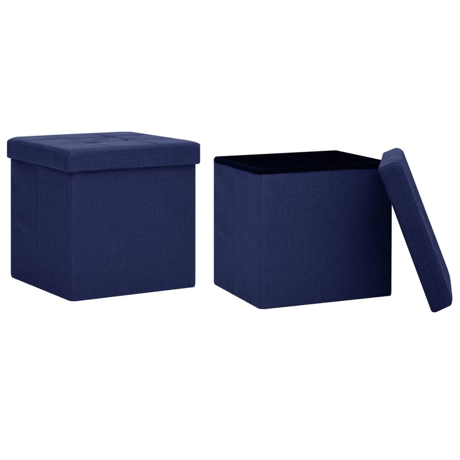 Opbergkrukken Inklapbaar Kunstlinnen 2 Blauw
