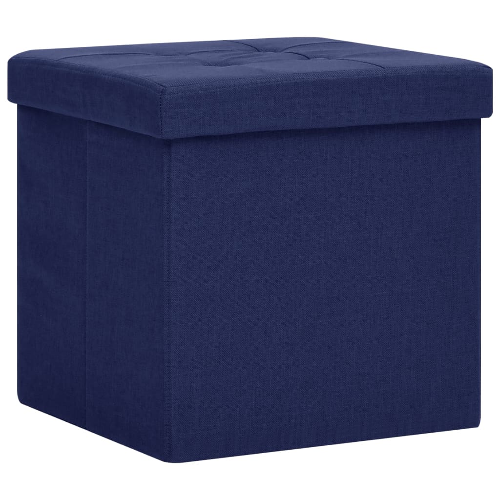 Opbergkrukken Inklapbaar Kunstlinnen 2 Blauw