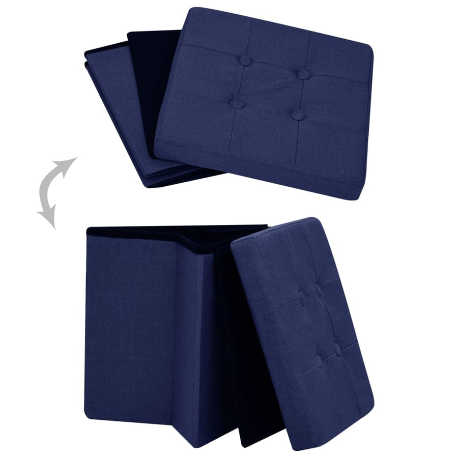 Opbergkrukken Inklapbaar Kunstlinnen 2 Blauw