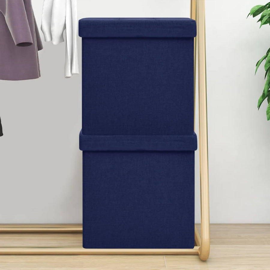 Opbergkrukken Inklapbaar Kunstlinnen 2 Blauw