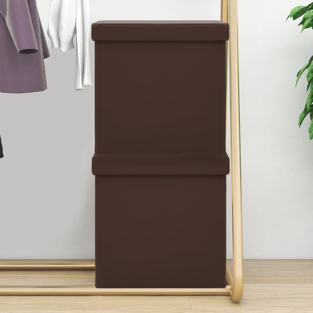 Opbergkrukken Inklapbaar Pvc 2 Bruin