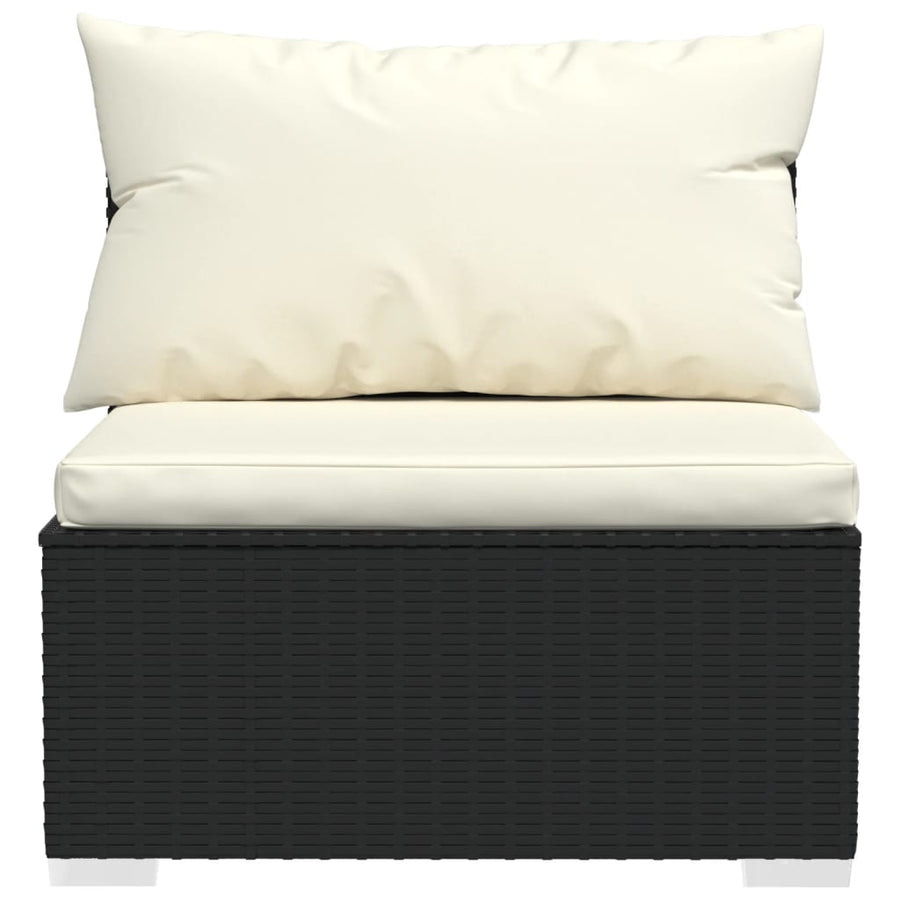 4-Delige Loungeset Met Kussens Poly Rattan Zwart En Crème 1