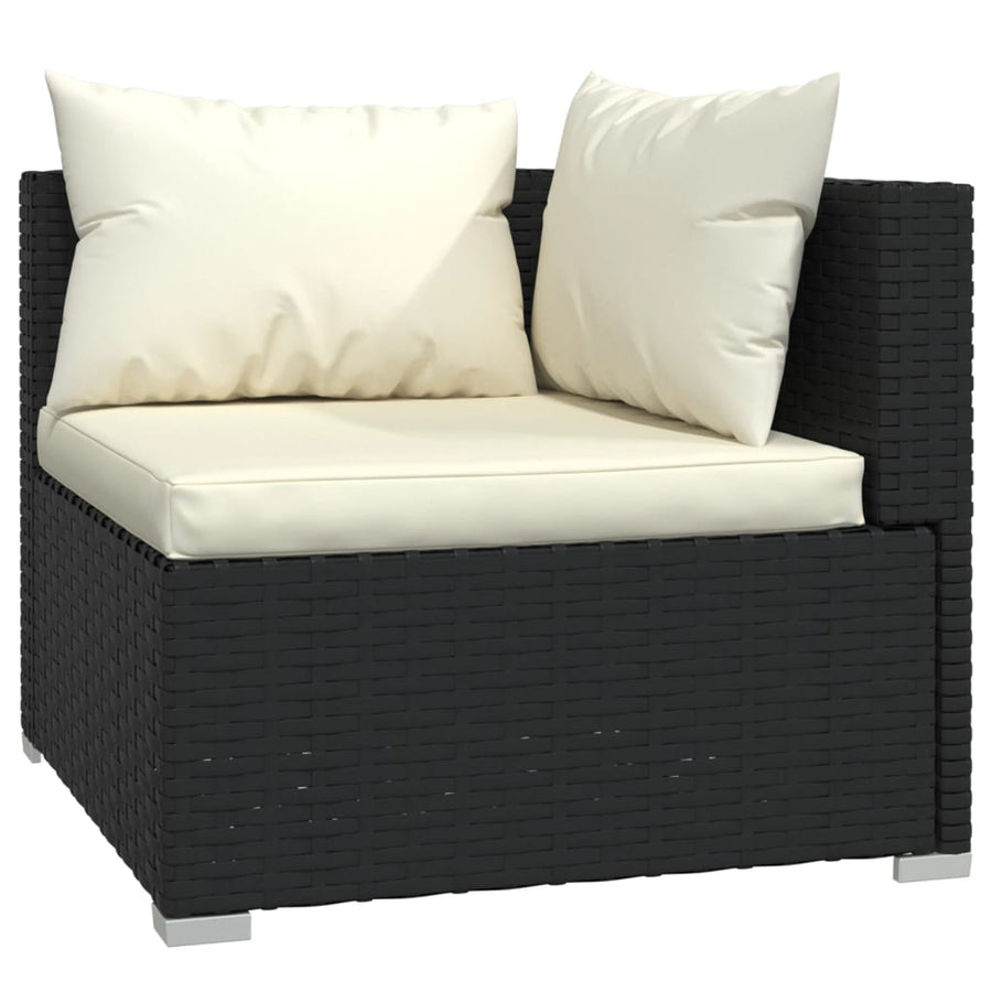4-Delige Loungeset Met Kussens Poly Rattan Zwart En Crème 1