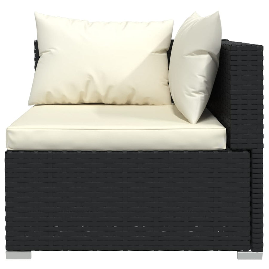 4-Delige Loungeset Met Kussens Poly Rattan Zwart En Crème 1