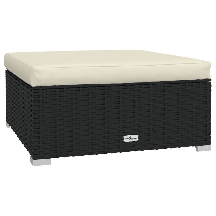 4-Delige Loungeset Met Kussens Poly Rattan Zwart En Crème 1