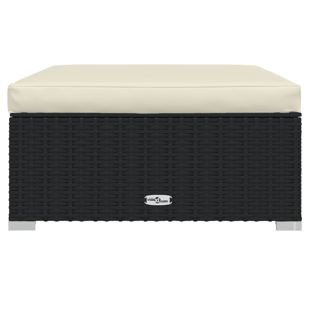 4-Delige Loungeset Met Kussens Poly Rattan Zwart En Crème 1