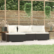 4-Delige Loungeset Met Kussens Poly Rattan Zwart En Crème 1