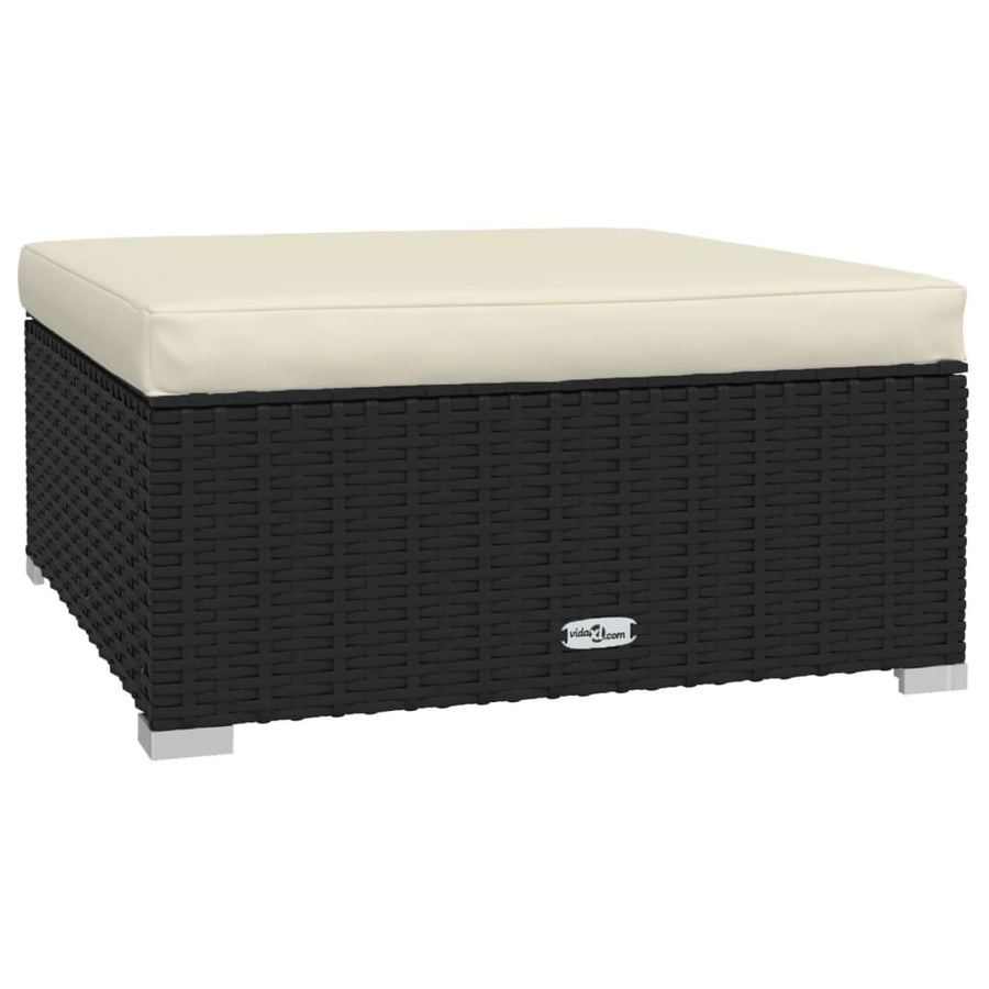 Met Kussen 70X70X30 Cm Poly Rattan Zwart en crème