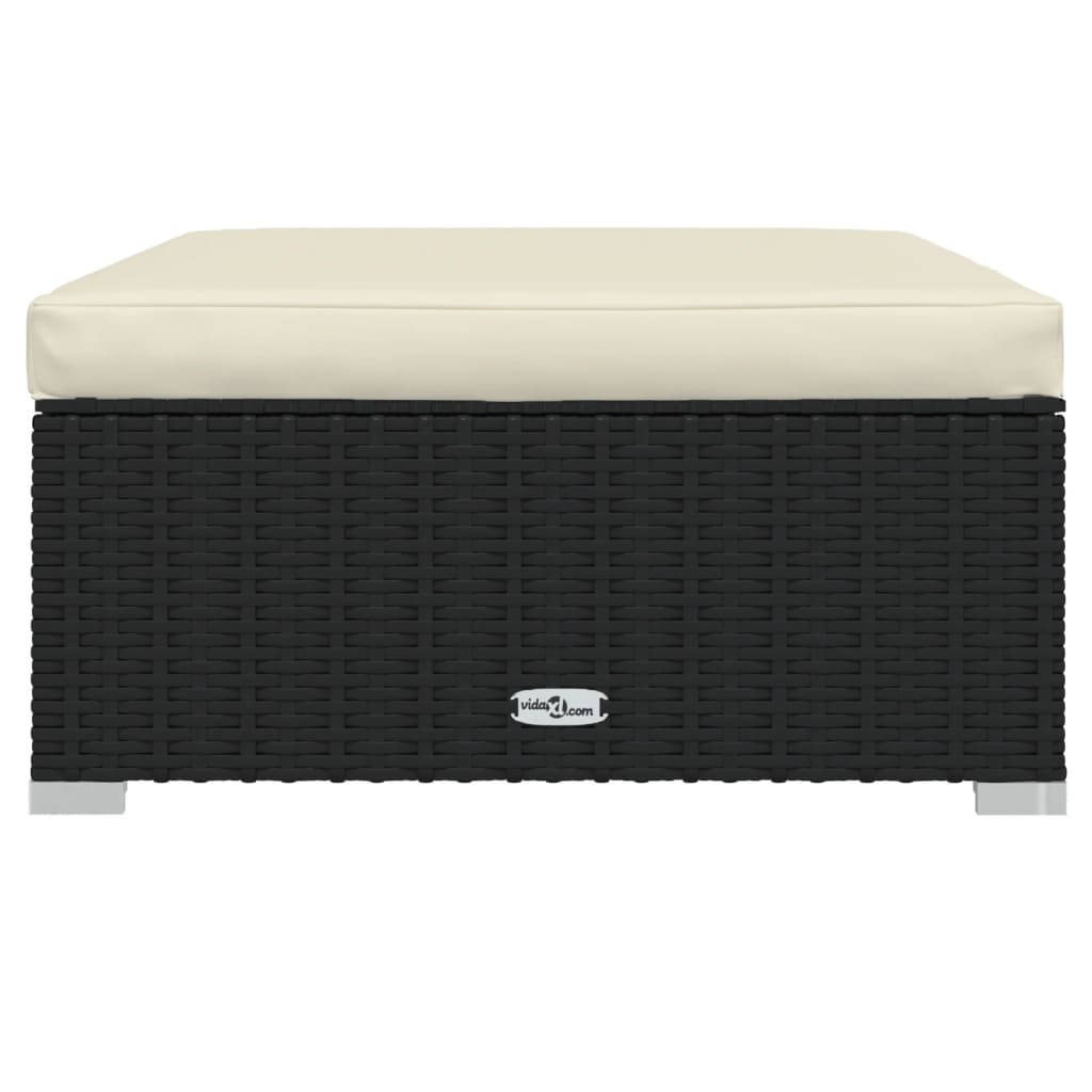 Met Kussen 70X70X30 Cm Poly Rattan Zwart en crème