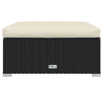 Met Kussen 70X70X30 Cm Poly Rattan Zwart en crème