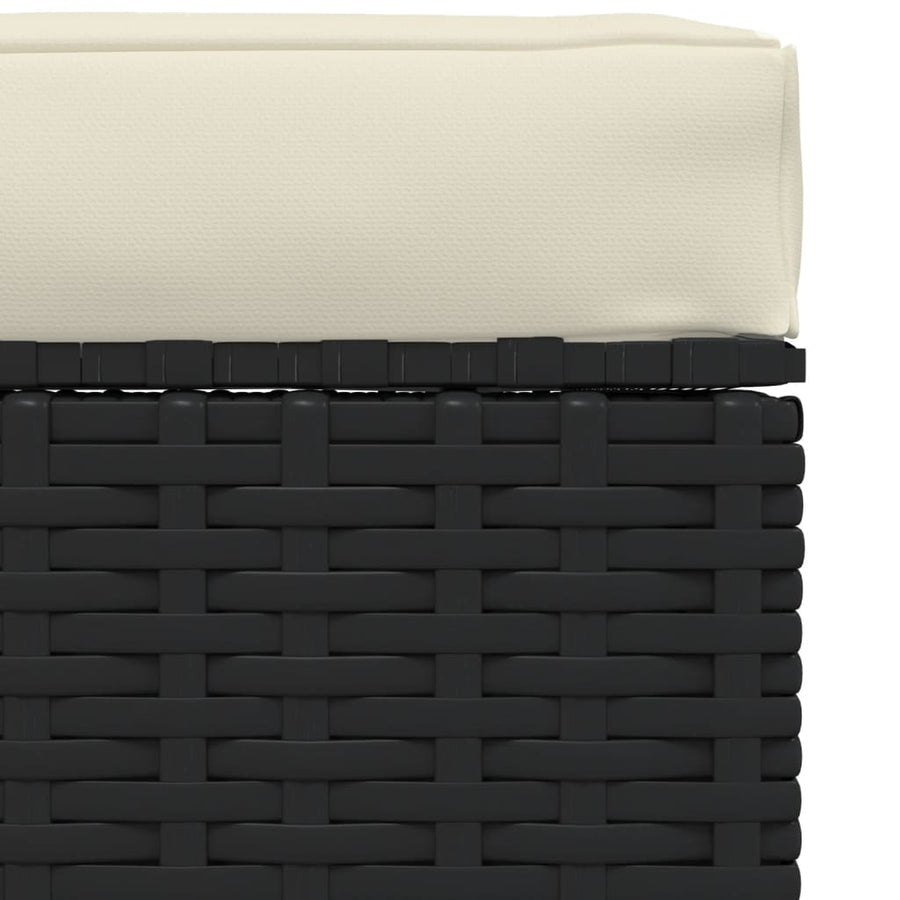 Met Kussen 70X70X30 Cm Poly Rattan Zwart en crème