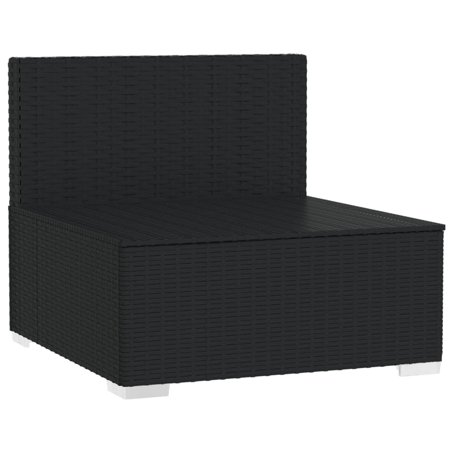 Met Kussens Poly Rattan Zwart en crème Driezitsbank
