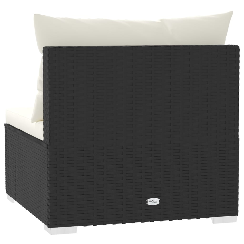 Met Kussens Poly Rattan Zwart en crème Driezitsbank