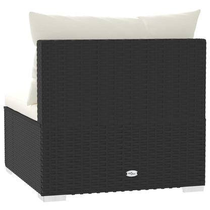 Met Kussens Poly Rattan Zwart en crème Driezitsbank