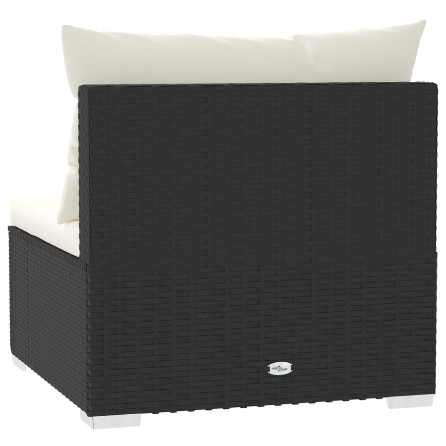 Met Kussens Poly Rattan Zwart en crème Driezitsbank