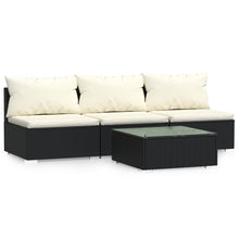 4-Delige Loungeset Met Kussens Poly Rattan Zwart En Crème 1