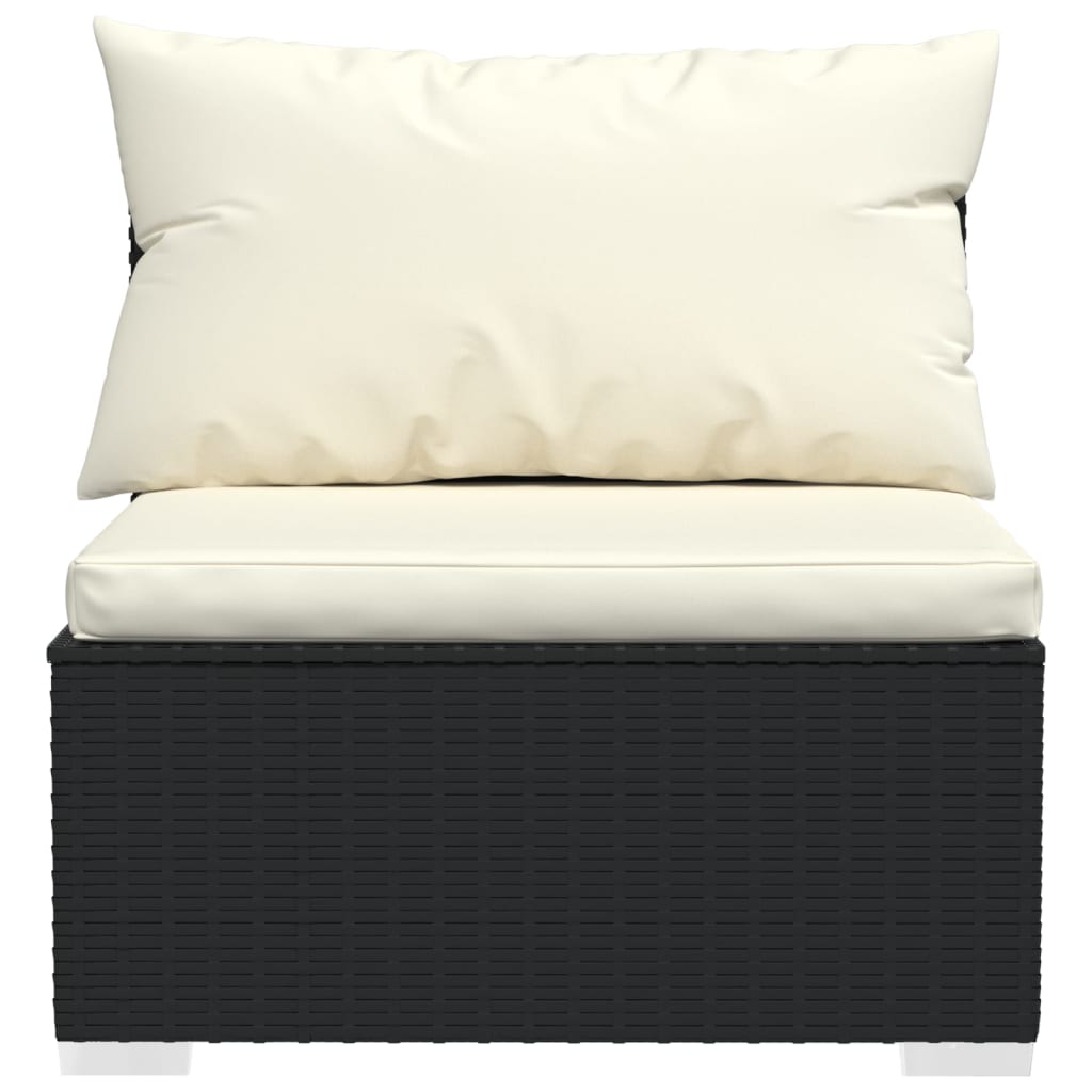 4-Delige Loungeset Met Kussens Poly Rattan Zwart En Crème 1