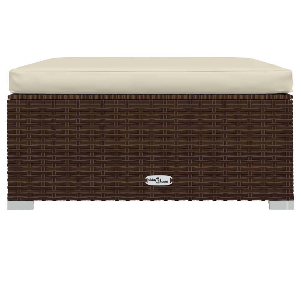 Met Kussen 70X70X30 Cm Poly Rattan Bruin en crème