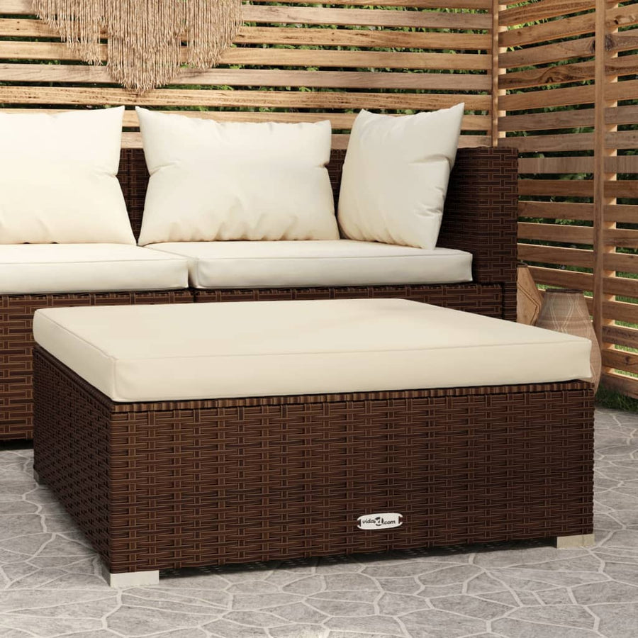 Met Kussen 70X70X30 Cm Poly Rattan Bruin en crème