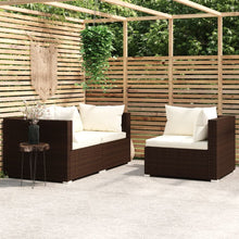 3-Delige Loungeset Met Kussens Poly Rattan Bruin en crème