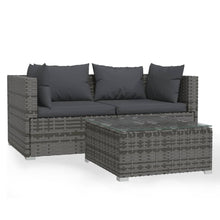 3-Delige Loungeset Met Kussens Poly Rattan Grijs En Antraciet 1