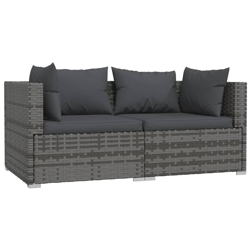 3-Delige Loungeset Met Kussens Poly Rattan Grijs En Antraciet 1