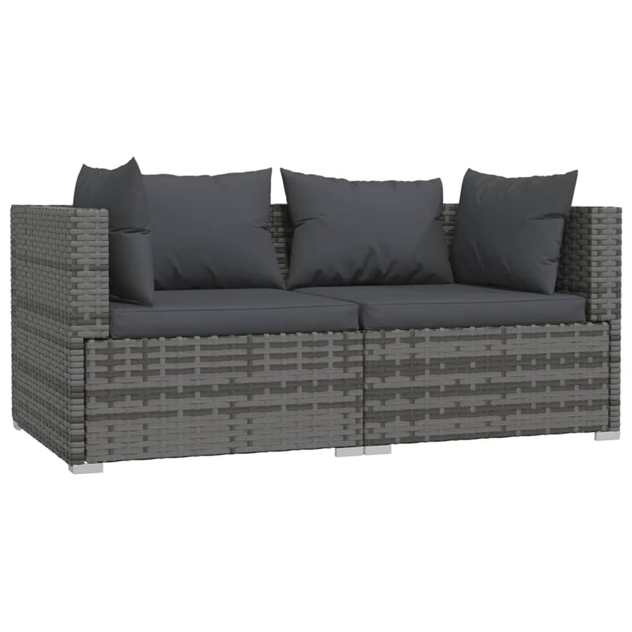 3-Delige Loungeset Met Kussens Poly Rattan Grijs En Antraciet 1