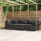 Three-seater sofa with cushions poly rattan grey