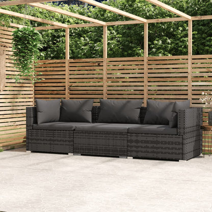 Driezitsbank Met Kussens Poly Rattan Grijs En Antraciet 1 1