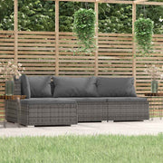 Loungeset 4-delig poly rattan grijs antraciet