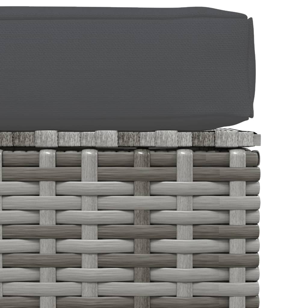 Tuinvoetenbank Met Kussen 70X70X30 Cm Poly Rattan Grijs en antraciet