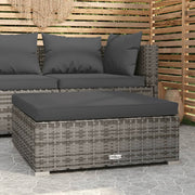 Voetenbank tuin 70x70x30 cm poly rattan grijs
