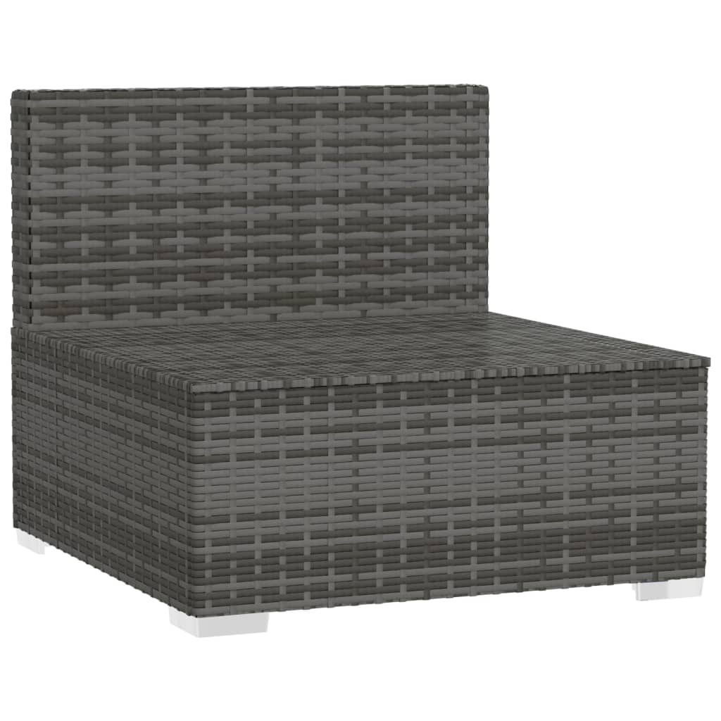 Tuin Met Kussens Poly Rattan Grijs en antraciet