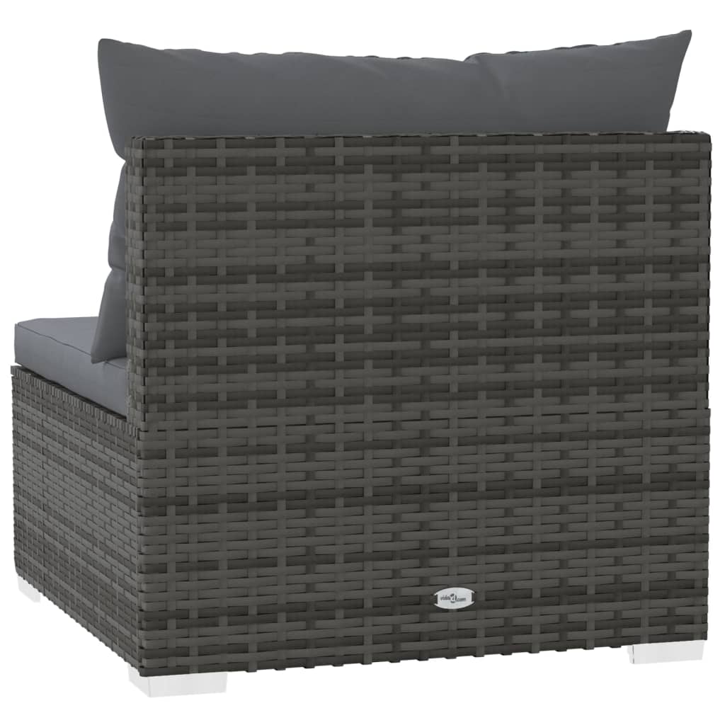 Tuin Met Kussens Poly Rattan Grijs en antraciet