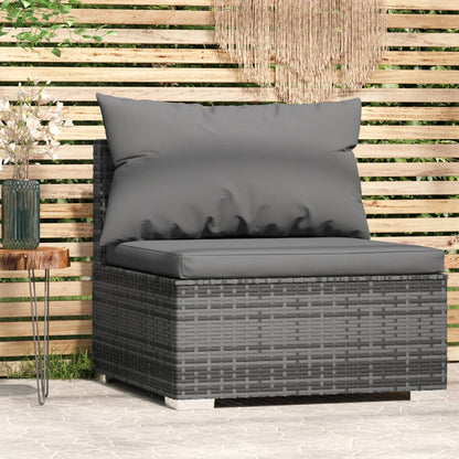 Tuin Met Kussens Poly Rattan Grijs en antraciet