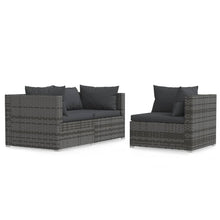 3-Delige Loungeset Met Kussens Poly Rattan Grijs en antraciet