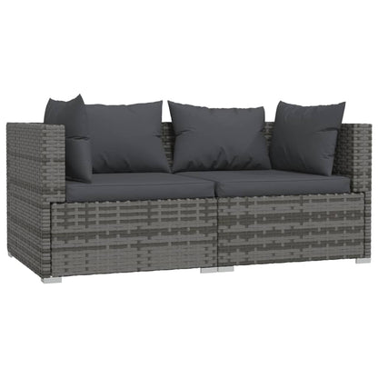 3-Delige Loungeset Met Kussens Poly Rattan Grijs en antraciet