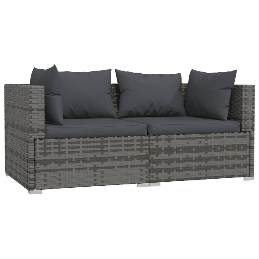 3-Delige Loungeset Met Kussens Poly Rattan Grijs en antraciet